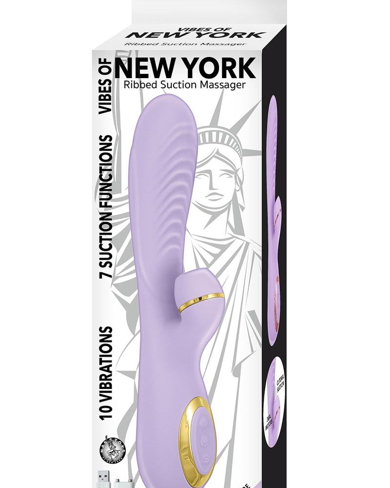 Masajeador de succión con doble vibración y estimulación del clítoris, recargable, morado, Vibes Of New York