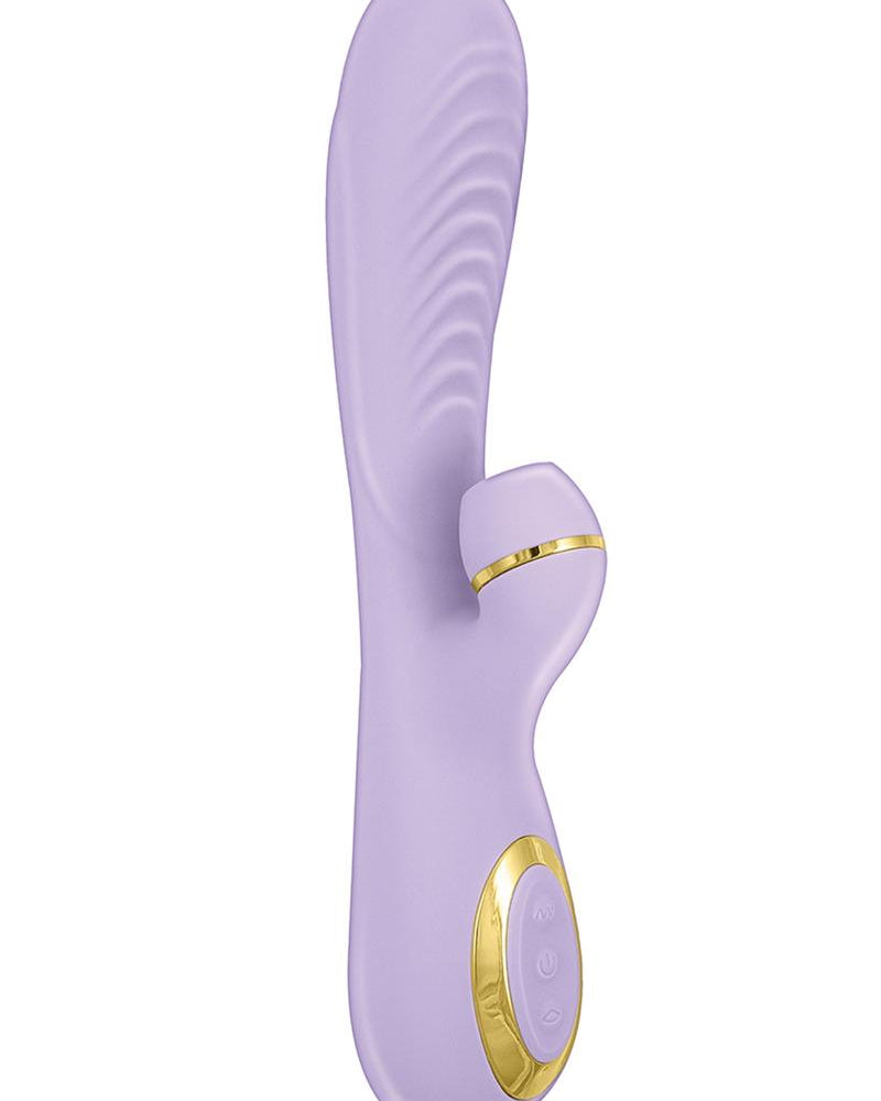 Masajeador de succión con doble vibración y estimulación del clítoris, recargable, morado, Vibes Of New York