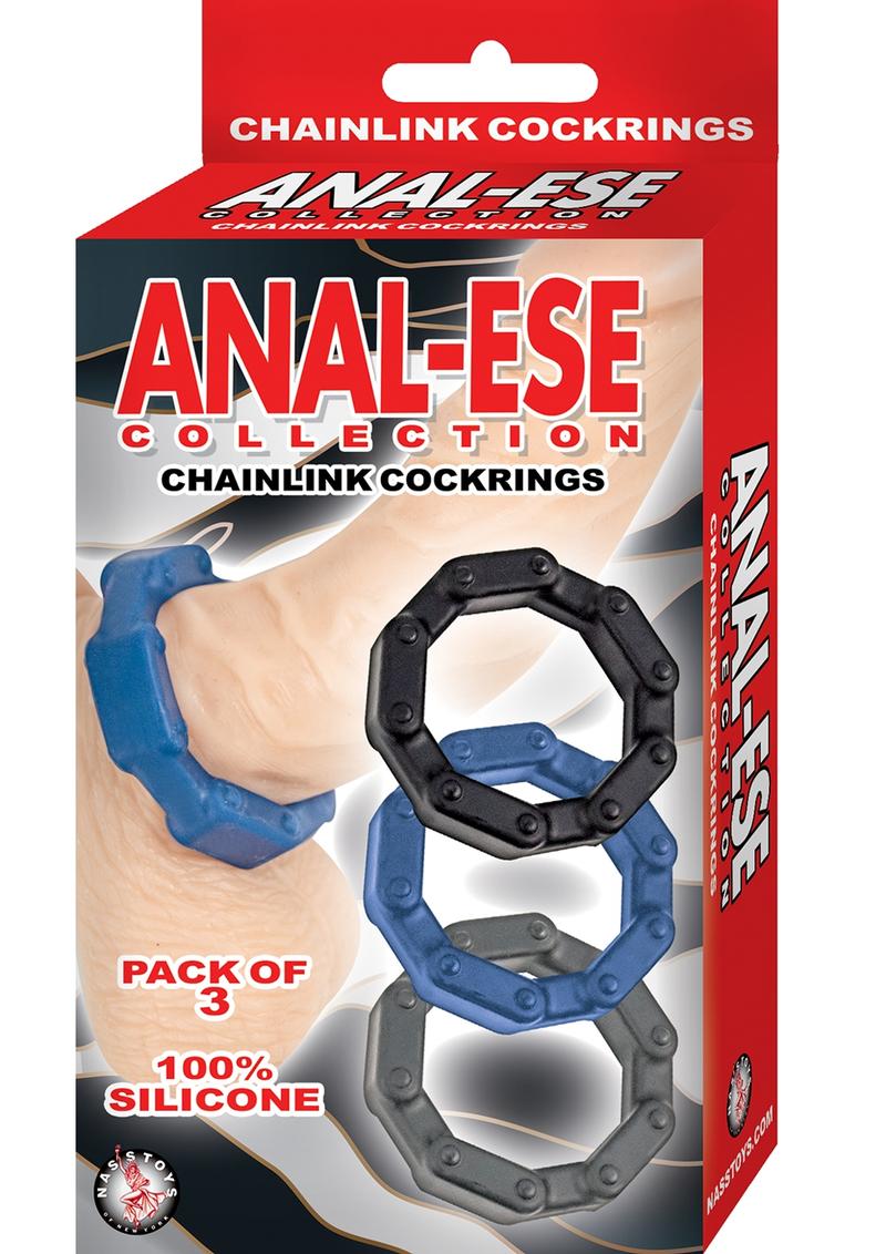 Anal-Ese Collection Chainlink Cockrings 3-Pack Silicone