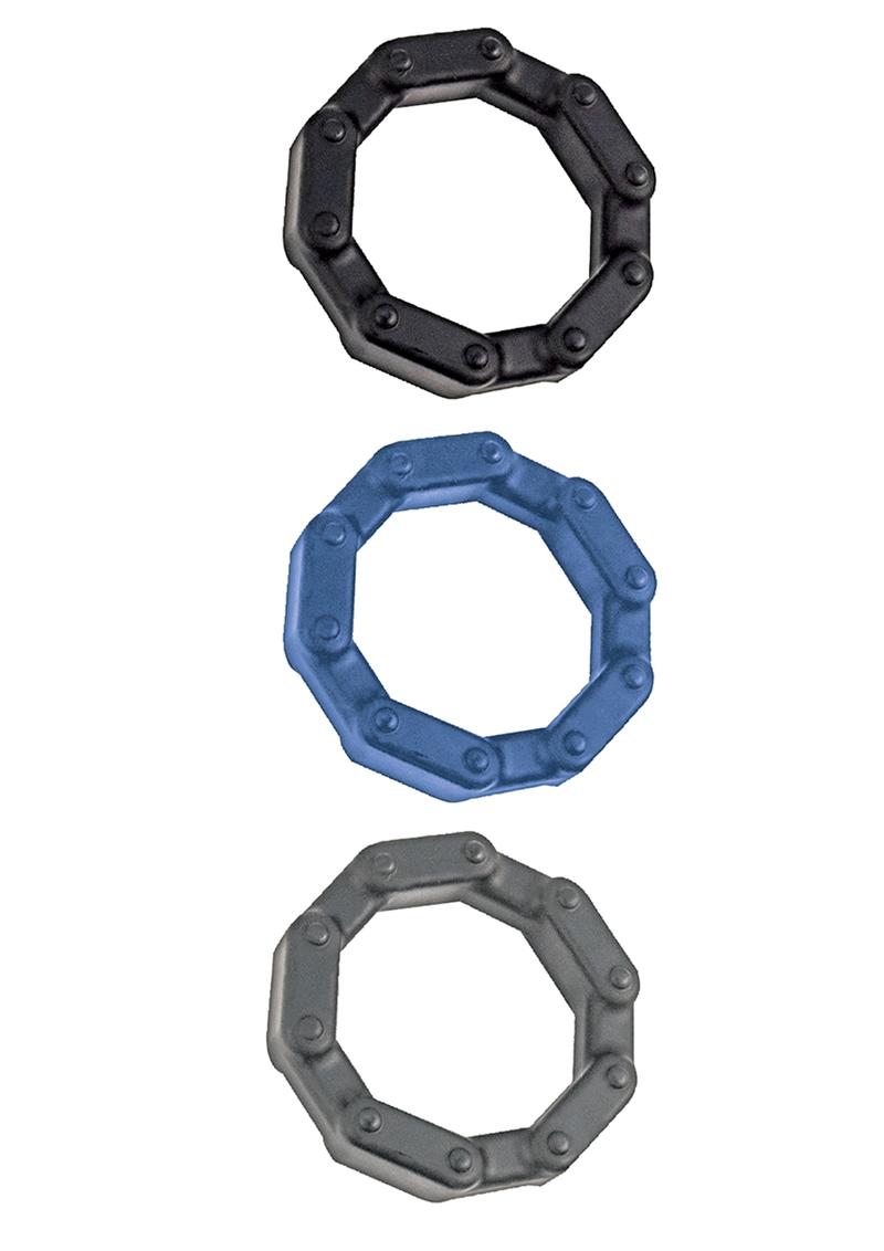 Anal-Ese Collection Chainlink Cockrings 3-Pack Silicone