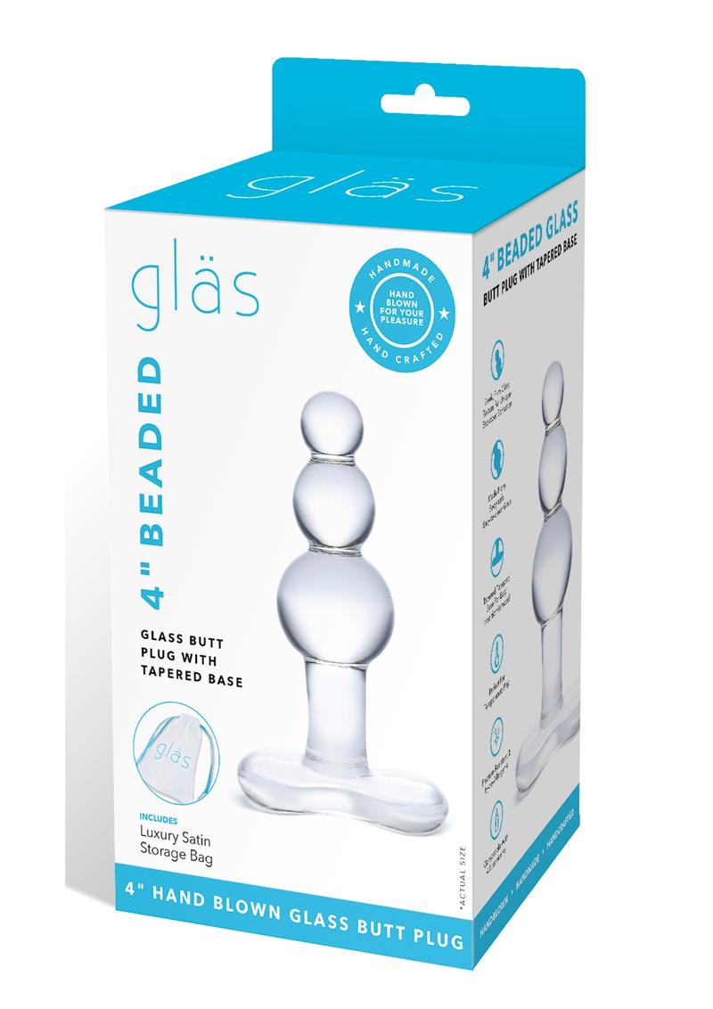 Glas Beaded Glass Butt Plug With Tapered Base Clear