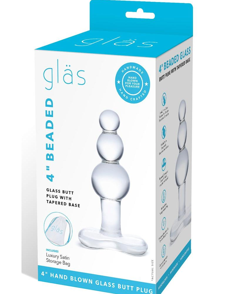 Glas Beaded Glass Butt Plug With Tapered Base Clear