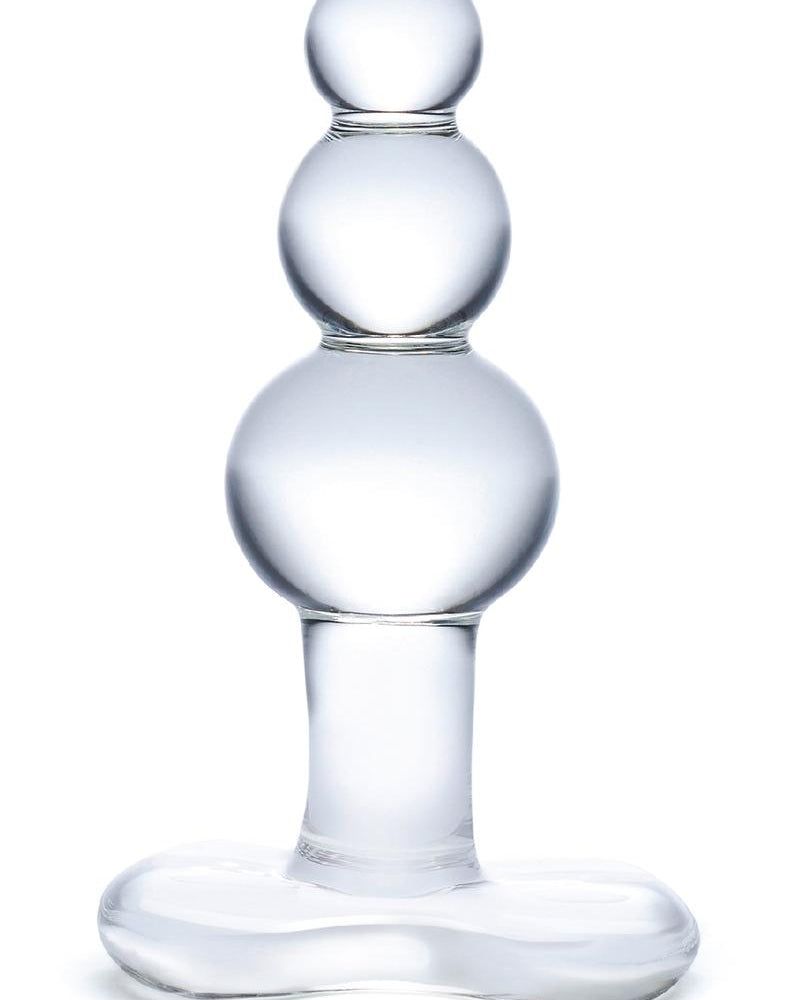 Glas Beaded Glass Butt Plug With Tapered Base Clear