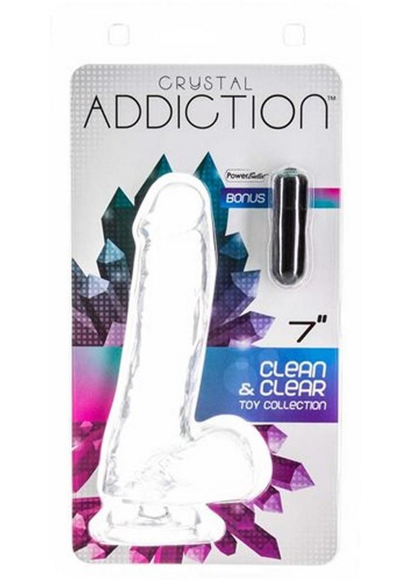 Crystal Addiction Dong 7 Inch Non Vibrating Suction Base Clear
