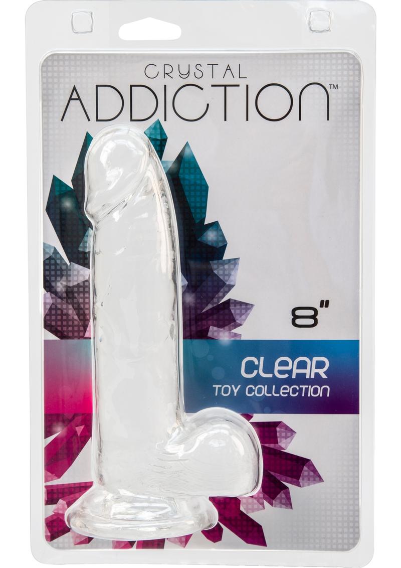 Crystal Addiction Dong 8 Inch Non Vibrating Suction Base Clear
