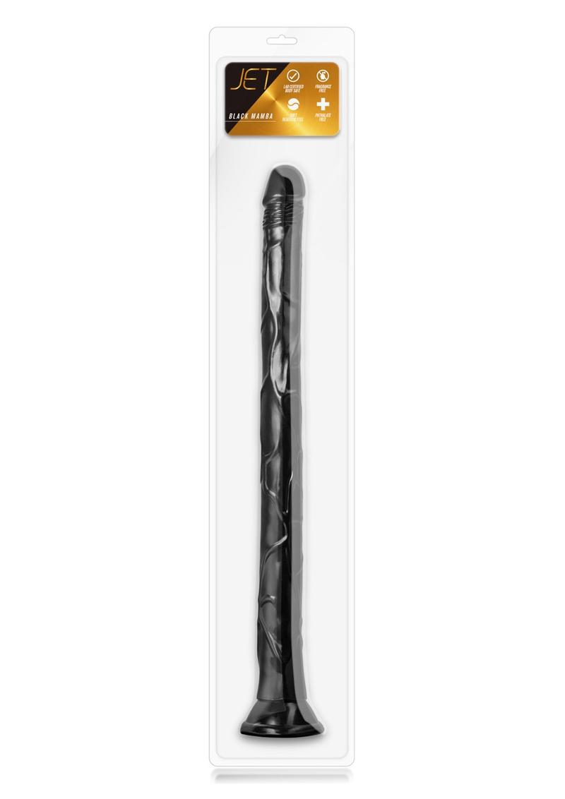 Jet Black Mamba Dildo 19.25 Inches Suction Base