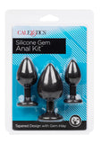 Kit anal de silicona con gemas de silicona, resistente al agua, color negro