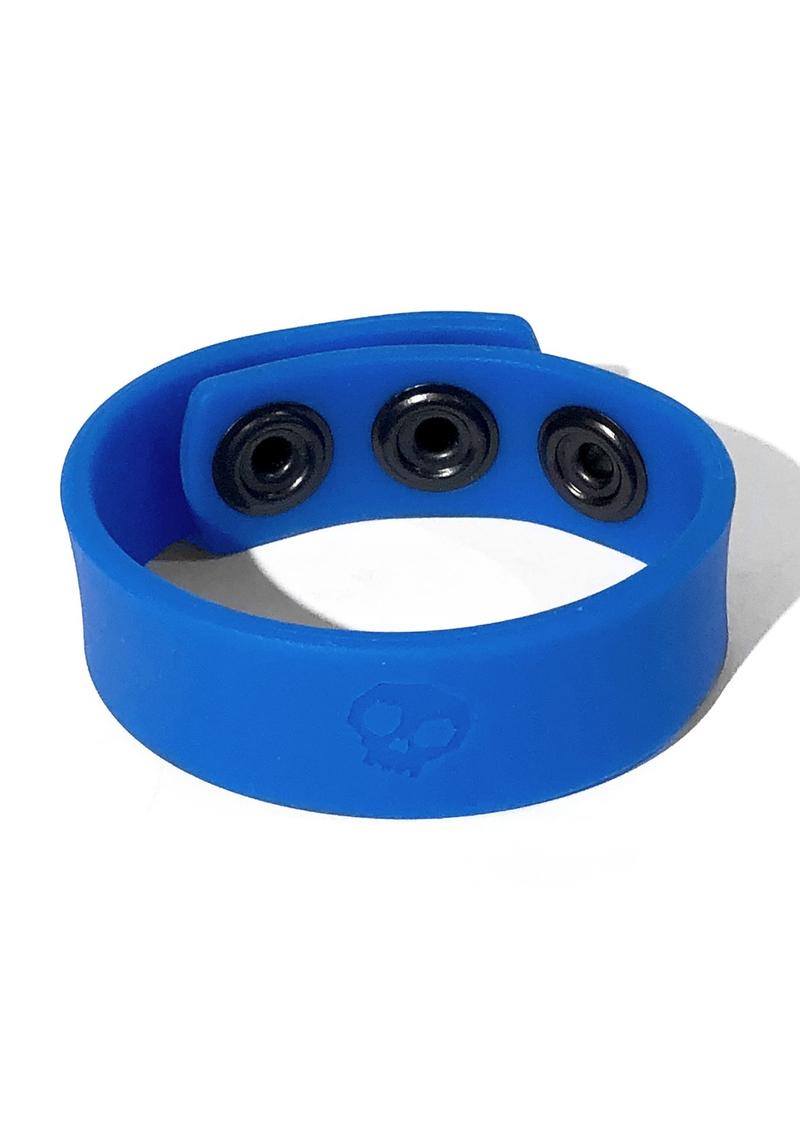 Boneyard Silicone Cock Strap 3 Snap Ring Blue