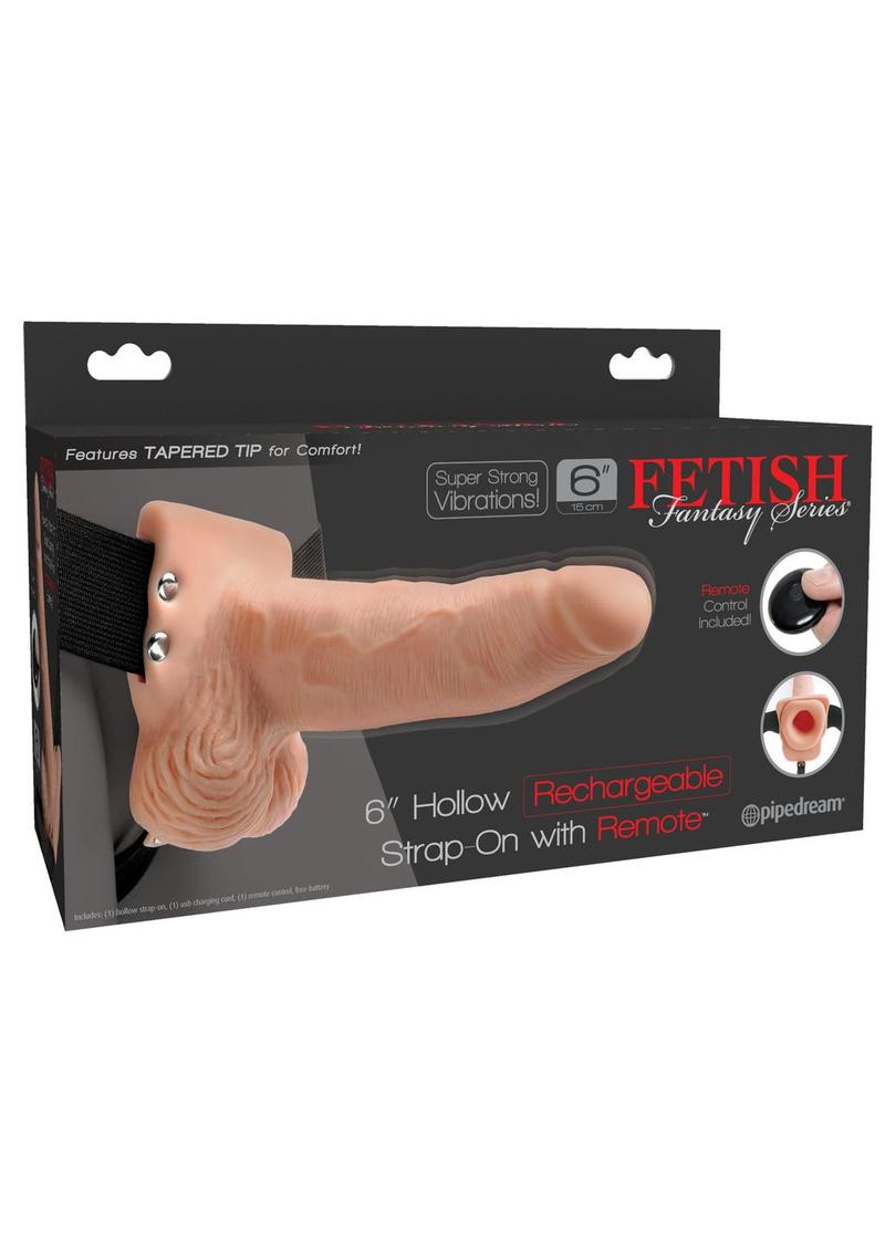 Fetish Fantasy Hollow - Correa recargable con control remoto, color carne, 6 pulgadas