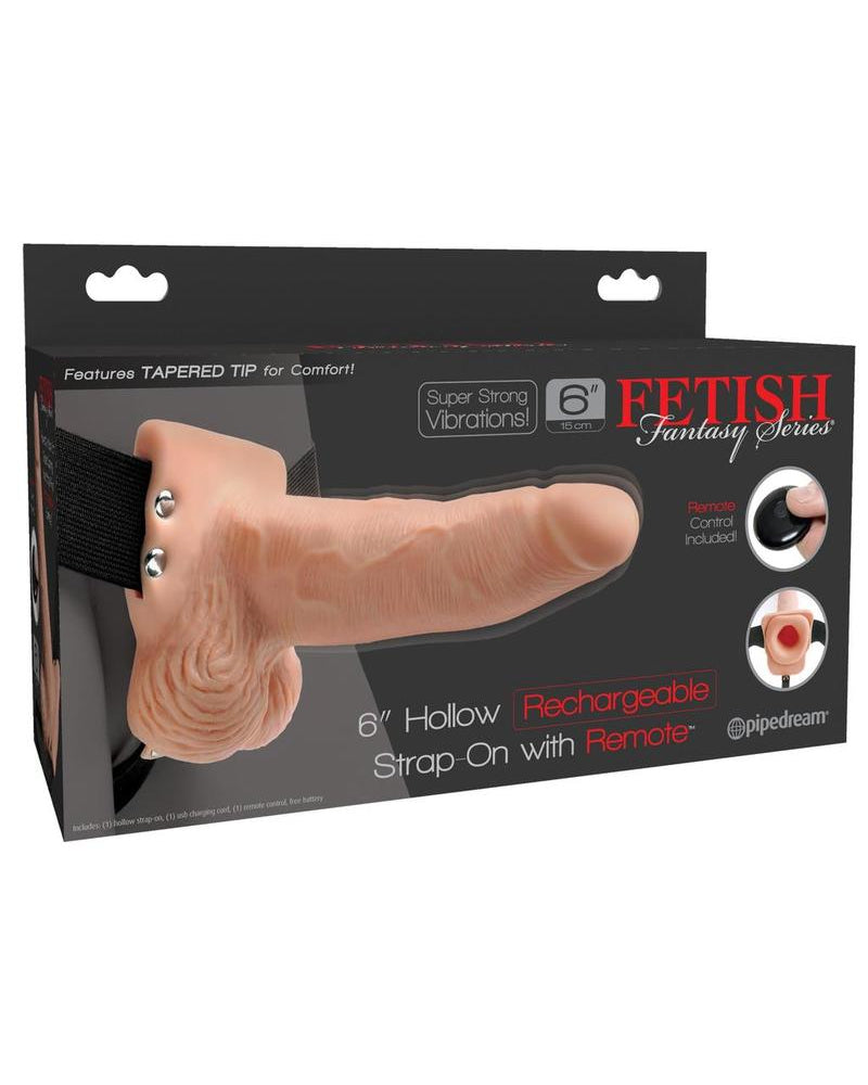 Fetish Fantasy Hollow Rechargeable Strap-On With Remote Control Flesh 6 Inches
