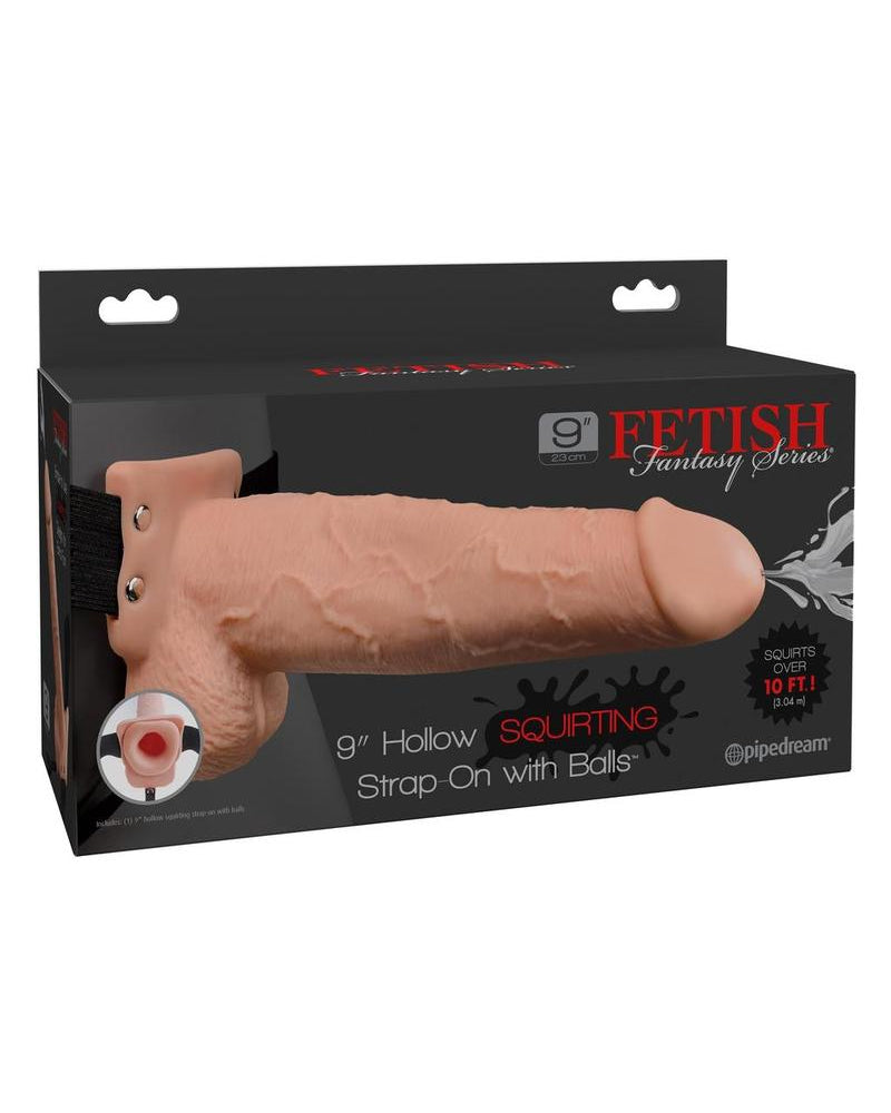 Ff Hollow Squirt Strapon W/balls 9 Fl