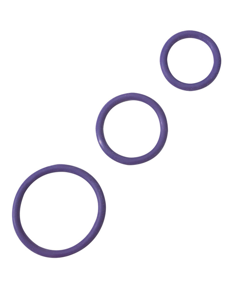 Juego de anillos en forma de C de goma color morado