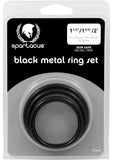 Juego de anillos en forma de C de acero negro