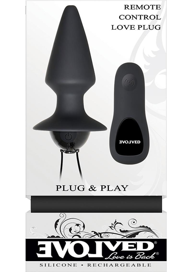 Plug and Play Control Remoto Plug Anal Silicona Recargable USB Impermeable Negro