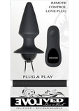 Plug and Play Control Remoto Plug Anal Silicona Recargable USB Impermeable Negro