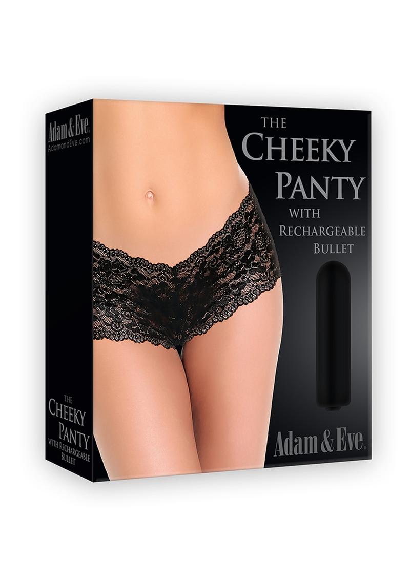 Adam and Eve Cheeky Panty With Rechargeable Bullet Vibe Waterproof -  Black