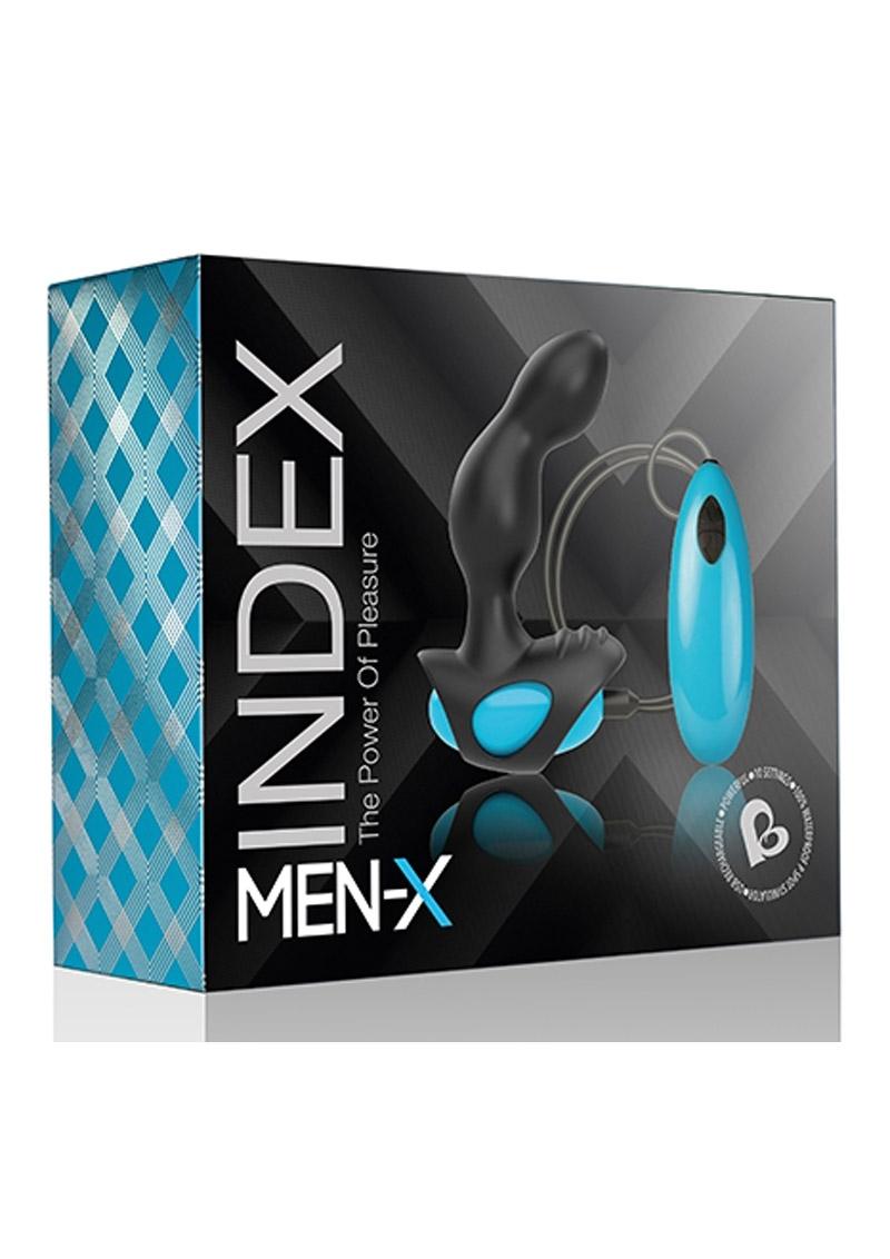 Men-X Index -Prostate Stimulator Waterproof USB Magnetic Charge Multi Function  Blue/Black