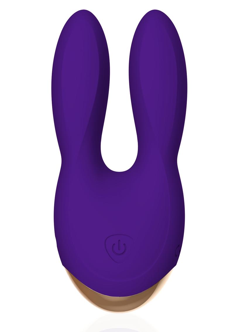 Vibrador multifunción de múltiples velocidades recargable resistente al agua color morado de Rianne S Bunny Bliss Deep