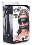 Strict Padded Blindfold and Gag Set Bondage Adjustable Black