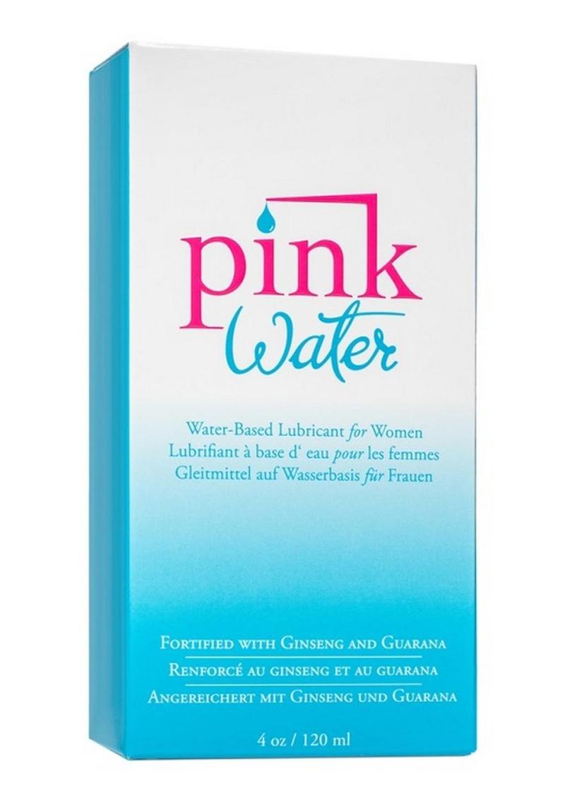 Lubricante a base de agua Pink Water con bomba, botella de vidrio de 4 oz