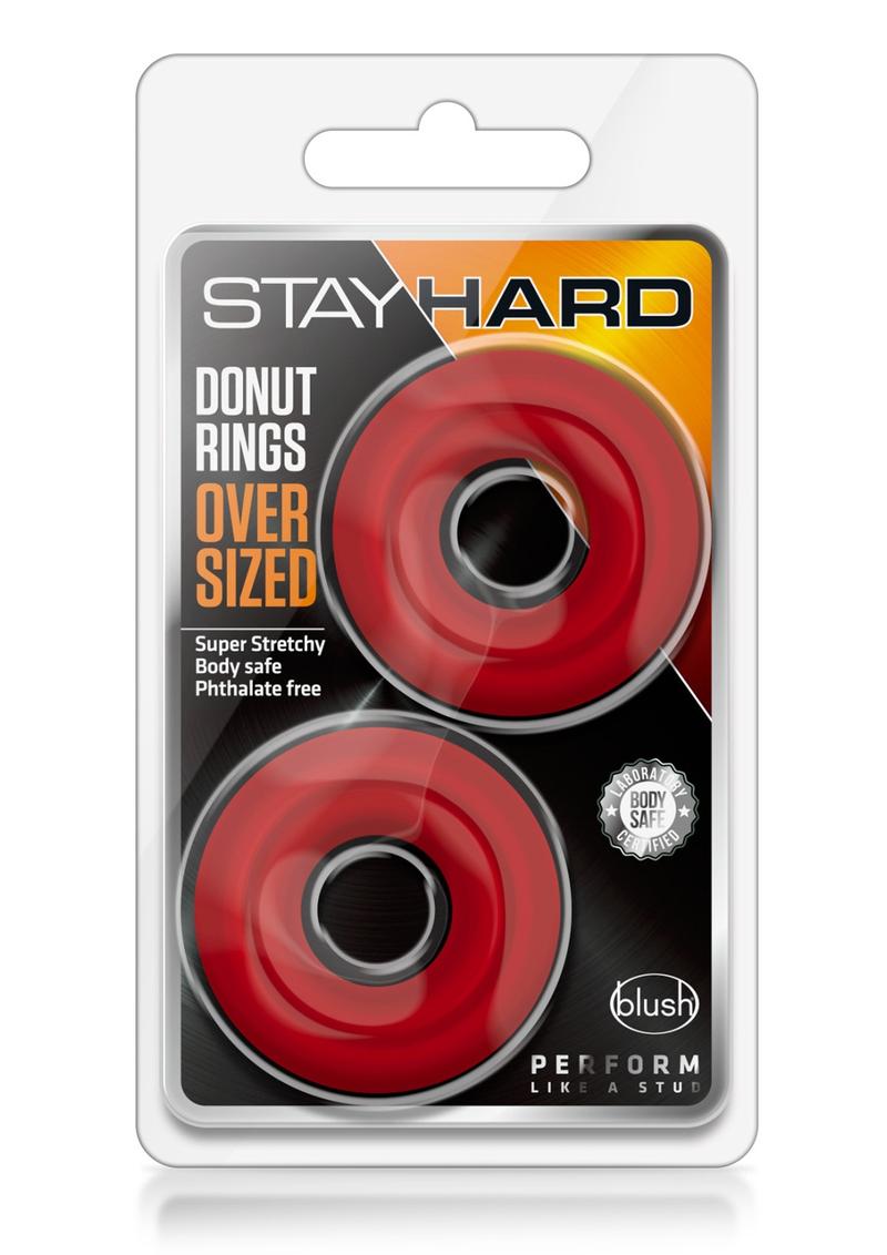 Stay Hard Donut Rings Oversized Cockring Non Vibrating Red