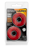 Anillo para el pene de gran tamaño Stay Hard Donut Rings, sin vibración, color rojo