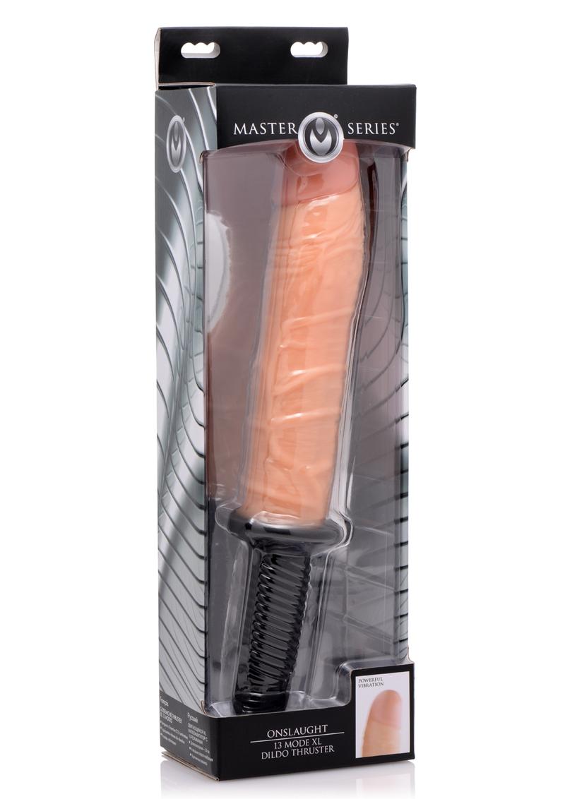 Consolador vibrador con control remoto de varias velocidades y vibración Master Series Onslaught 13 Mode Xl