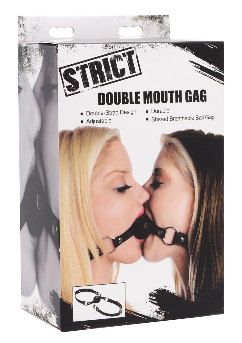 Strict Double Mouth Gag Adjustable Double Strap Black