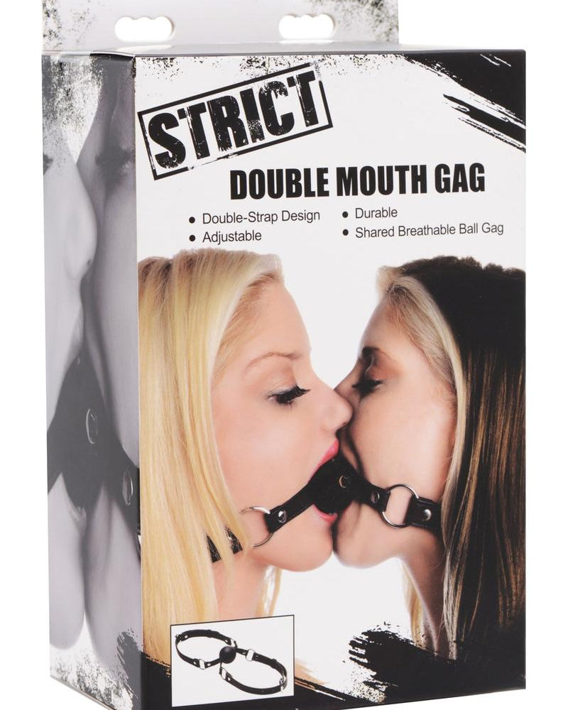 Strict Double Mouth Gag Adjustable Double Strap Black