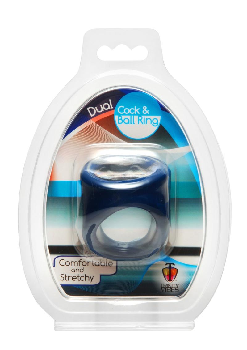 Anillo doble para pene y testículos Trinity Vibes azul