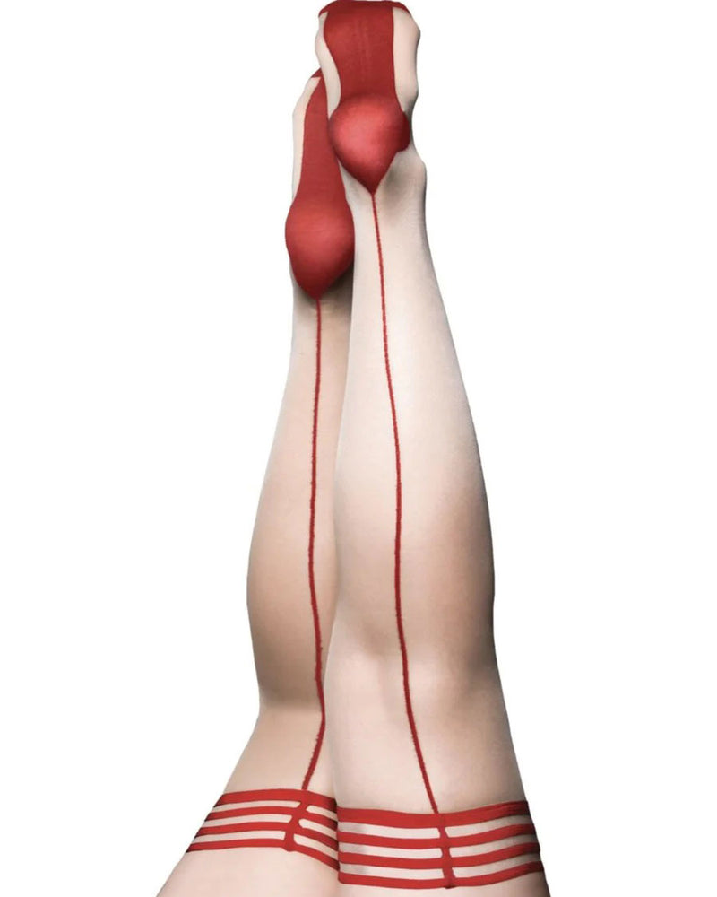 "Whitney -Red Back Seam Thigh High - Size D - Nude KX-1334D-NUD-D"