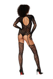 "Teddy Bodystocking With Fingered Gloves - One Size - Black DG-0420BLKOS"