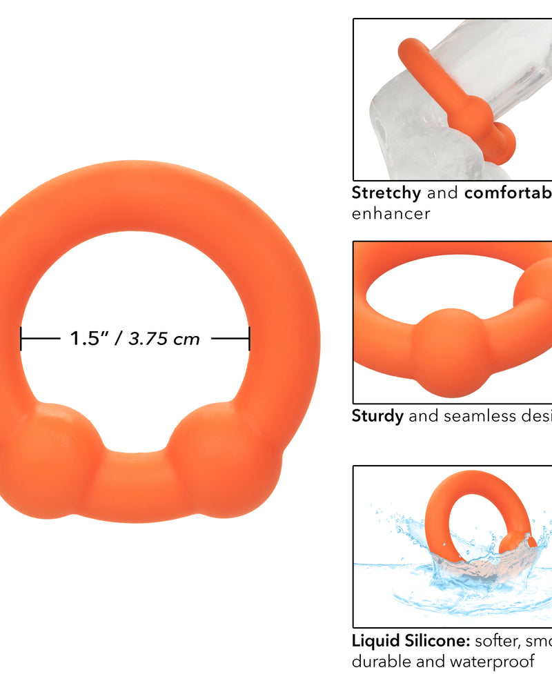 "Alpha Liquid Silicone Dual Ball Ring - Orange Orange SE1492122"