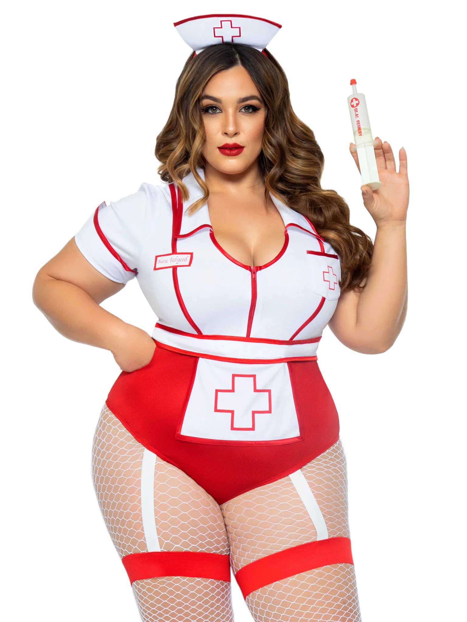 "Plus Nurse Feelgood Sexy Costume - 3x/4x - White / Red LA-87086XWH3X4"