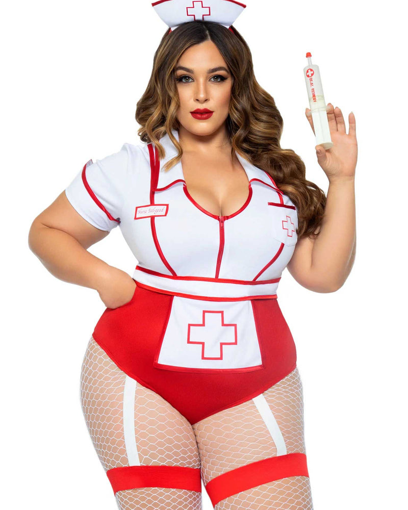"Plus Nurse Feelgood Sexy Costume - 3x/4x - White / Red LA-87086XWH3X4"