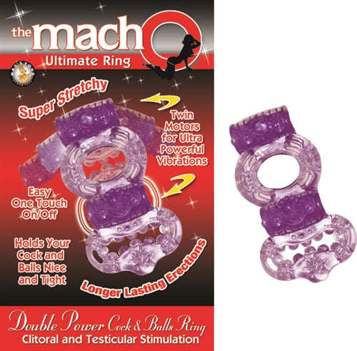 The Macho Collection Double Power Cock and Balls Rising - Purple