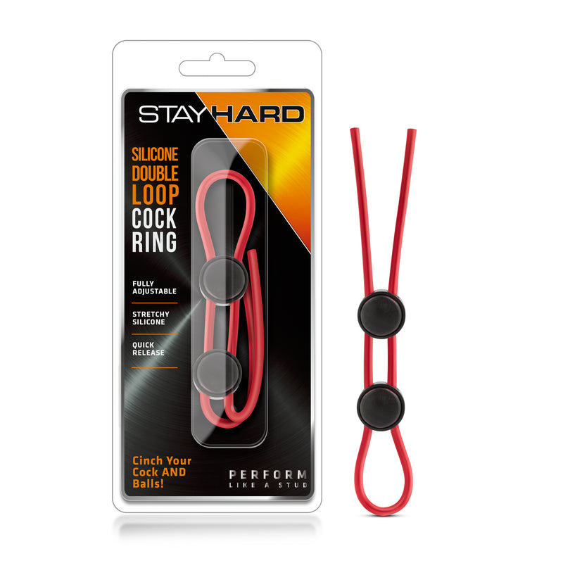 "Stay Hard - Silicone Double Loop Cock Ring - Red BL-32098"