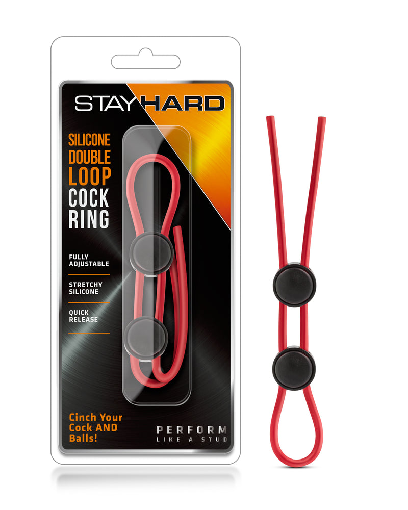 "Stay Hard - Silicone Double Loop Cock Ring - Red BL-32098"