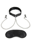 Lux Fetish Collar And Nipple Clamps With Adjustable Pressure Clamps