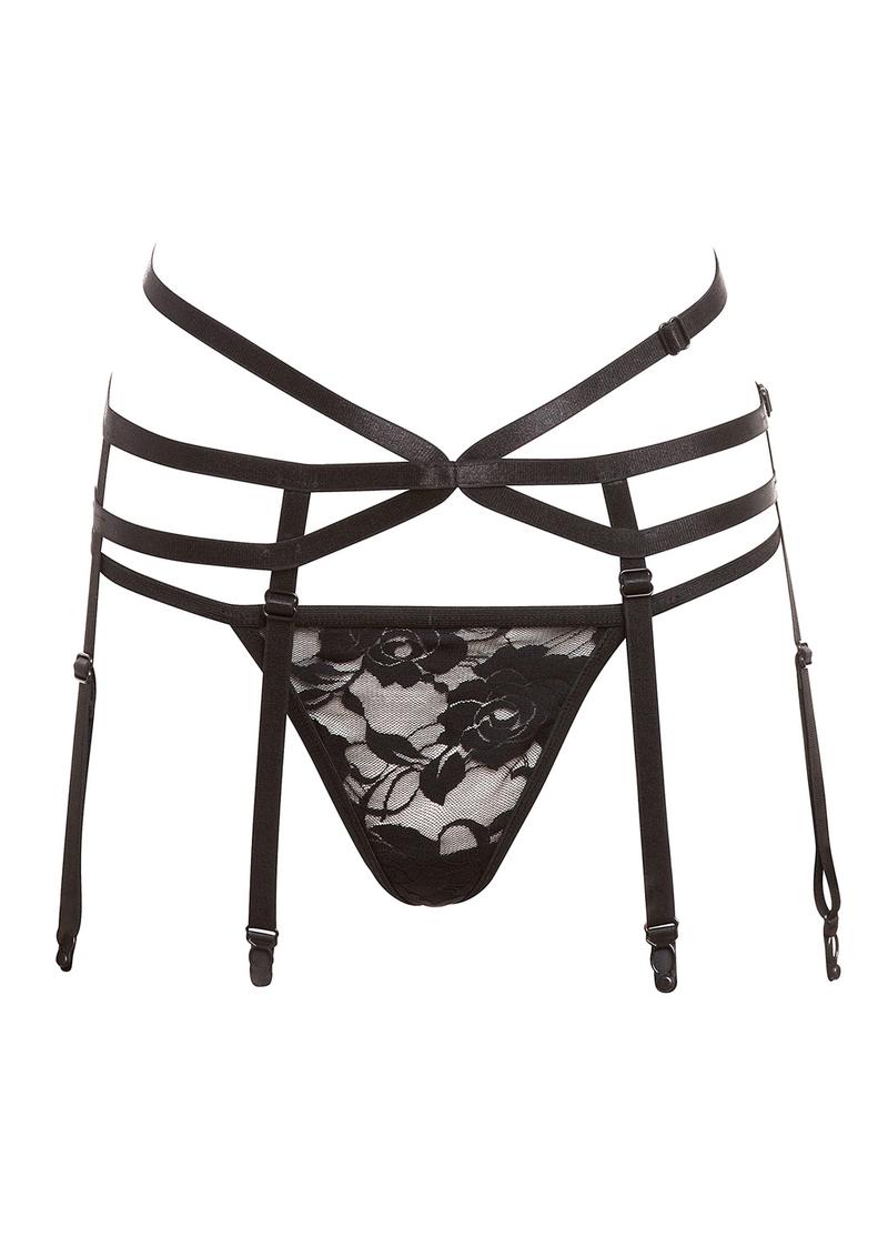 Barely B Strappy Garter and Panty Black