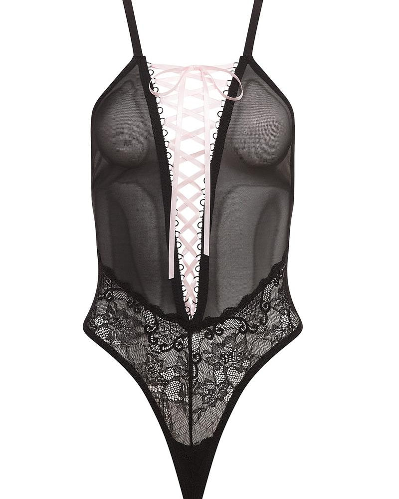Body con cordones Barely B en color negro