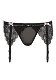 Barely B Garters Bows and Panty Black