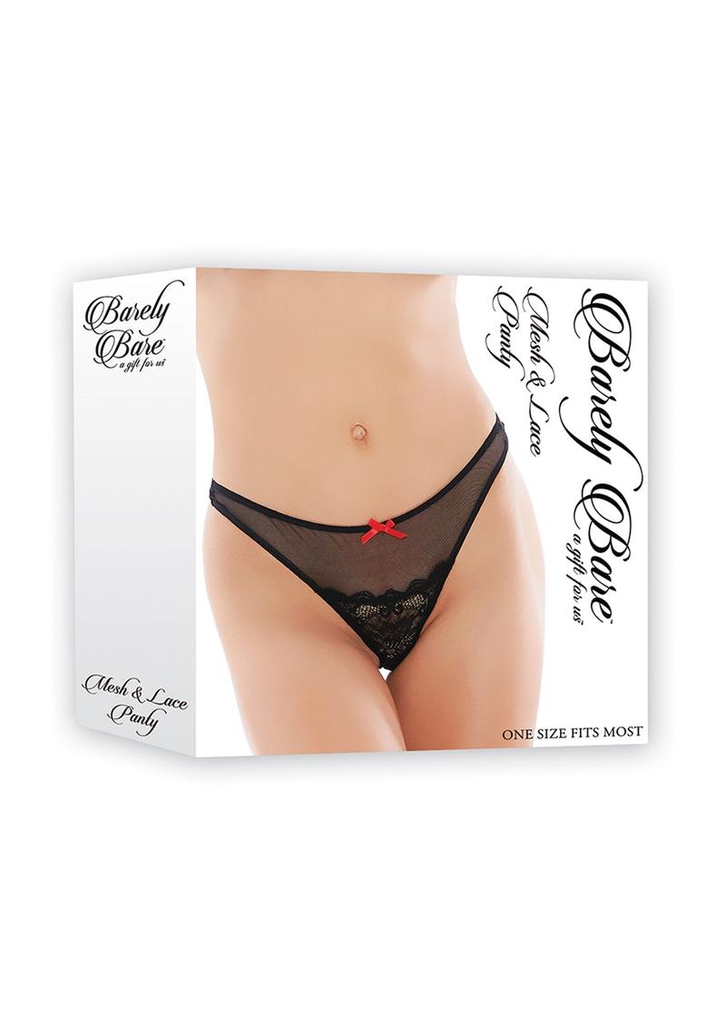 Barely B Mesh and Lace Panty Black