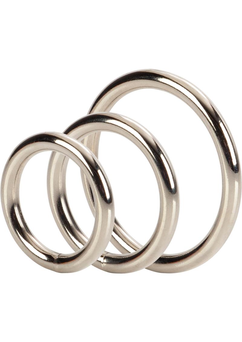 Silver Cock Ring 3 Piece Set