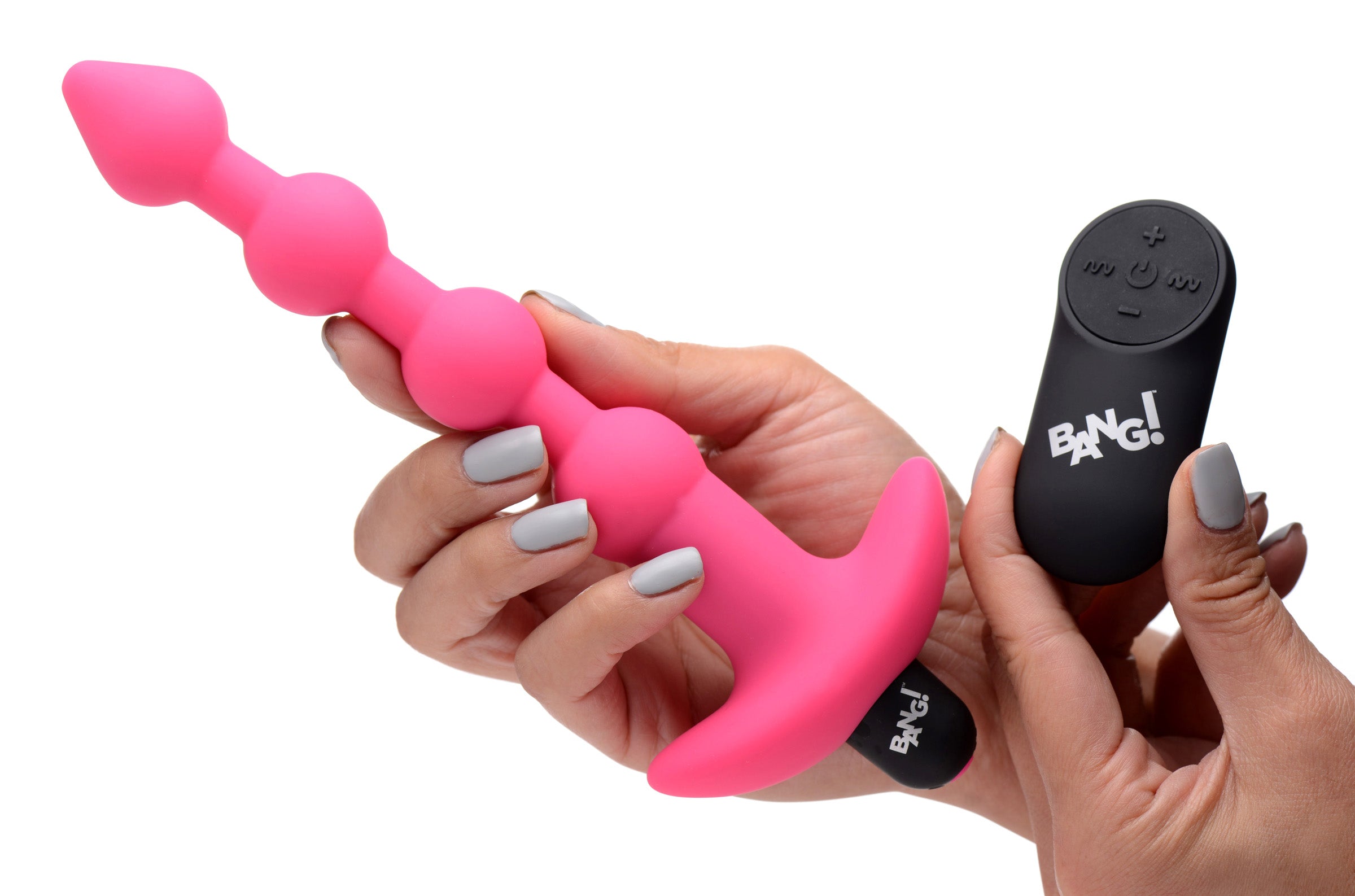 Bang - Vibrating Silicone Anal Beads and Remote Control - Pink