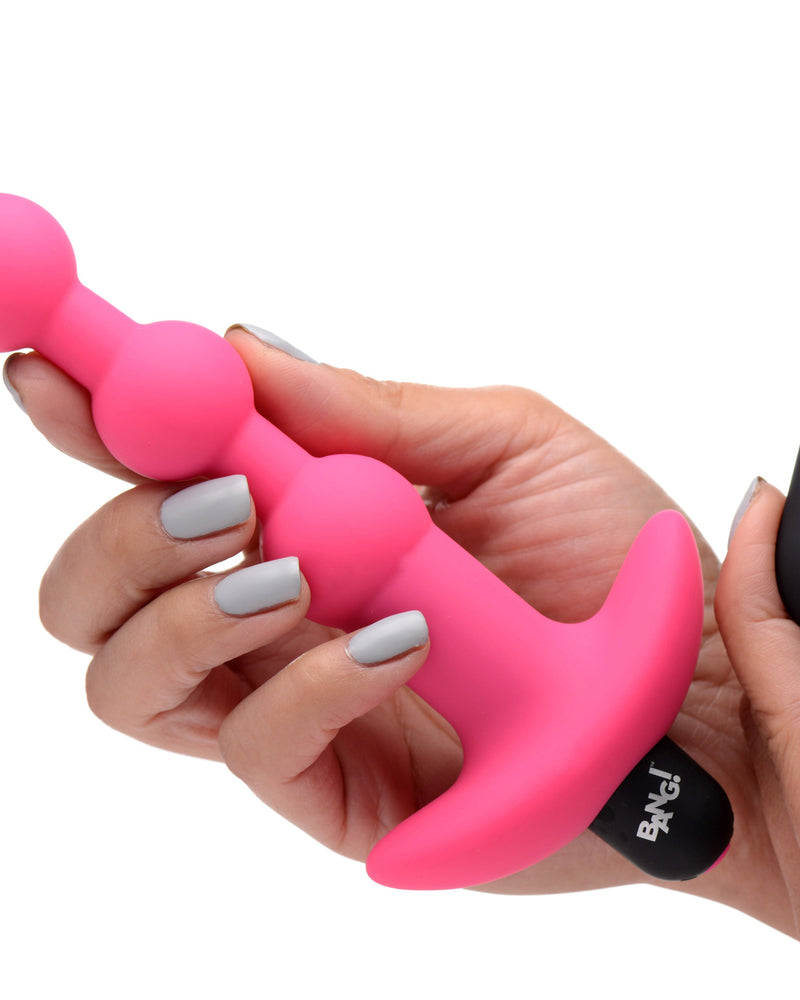 Bang - Vibrating Silicone Anal Beads and Remote Control - Pink