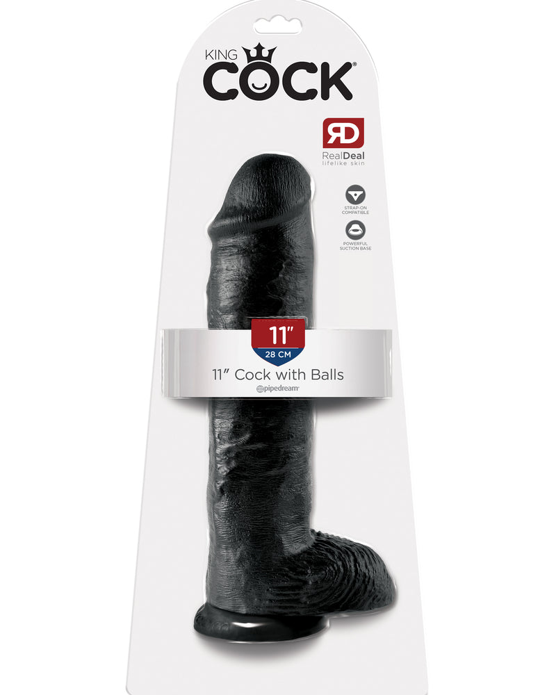 King Cock 11 Inch With Balls - Black