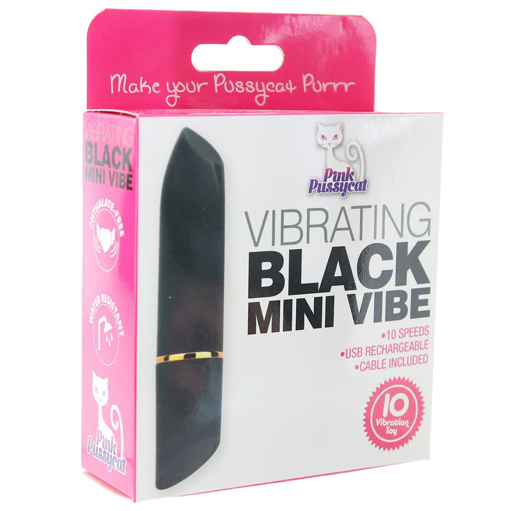 Pink Pussycat Vibrating Mini Vibe - Black