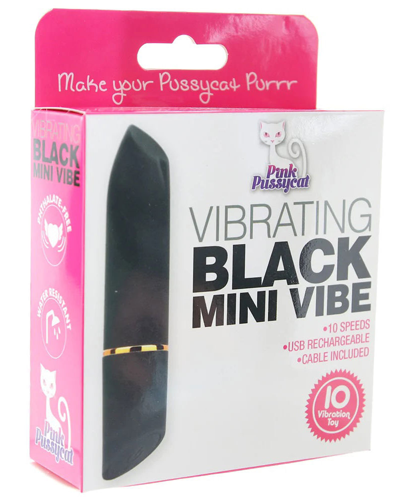 Pink Pussycat Vibrating Mini Vibe - Black