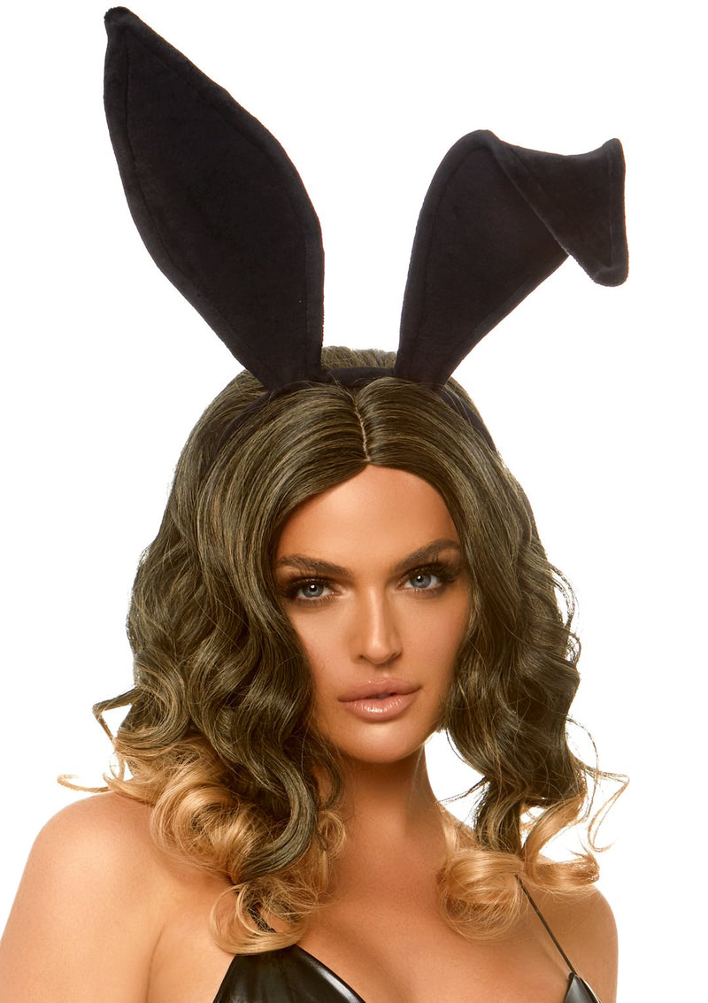 "Bendable Velvet Bunny Rabbit Ears - Black LA-A2868"